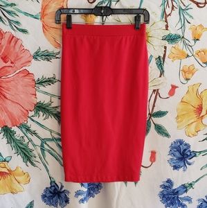 Red Midi Pencil Skirt